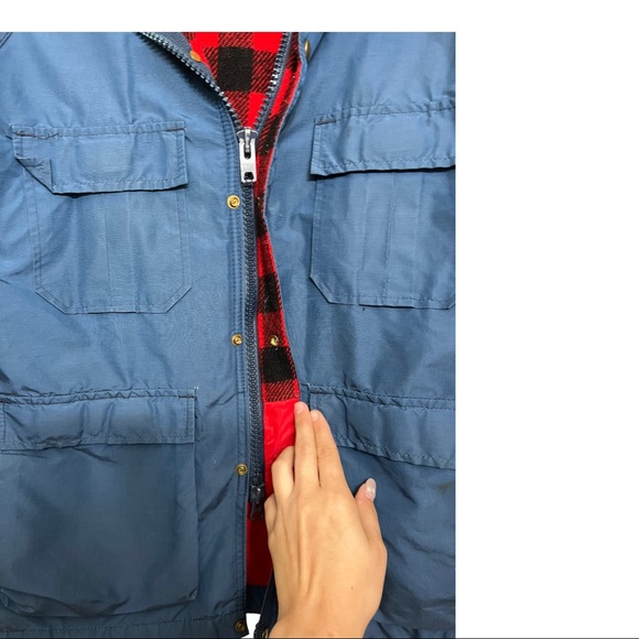 Vintage LL Bean Baxter State Parka Buffalo Plaid Flannel Hooded Coat Mens M USA - Picture 2 of 7